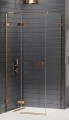 New Trendy Avexa Copper Brushed kabina prysznicowa 110x90x200 cm, szkło czyste 6mm, wersja lewa, profil miedź (copper brushed), Active Shield, EXK-3565