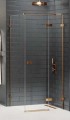 New Trendy Avexa Copper Brushed kabina prysznicowa 80x90x200 cm, szkło czyste 6mm, wersja prawa, profil miedź (copper brushed), Active Shield, EXK-3577