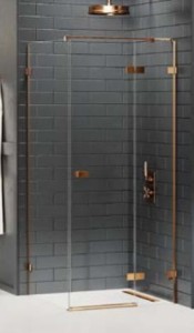 New Trendy Avexa Copper Brushed kabina prysznicowa 110x80x200 cm, szkło czyste 6mm, wersja prawa, profil miedź (copper brushed), Active Shield, EXK-3594