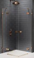 New Trendy Avexa Copper Brushed kabina prysznicowa 90x90x200 cm, szkło czyste 6mm, drzwi podwójne, profil miedź (copper brushed), Active Shield, EXK-3671
