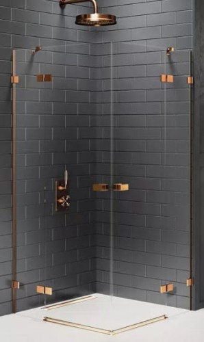 New Trendy Avexa Copper Brushed kabina prysznicowa 110x90x200 cm, szkło czyste 6mm, drzwi podwójne, profil miedź (copper brushed), Active Shield, EXK-3681