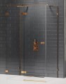 New Trendy Avexa Copper Brushed kabina prysznicowa przyścienna  100x80x200 cm, szkło czyste 6mm, profil miedź (copper brushed), Active Shield, wersja lewa EXK-3703