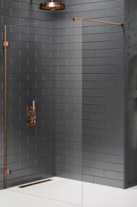 New Trendy Avexa Copper Brushed kabina prysznicowa walk-in 50x200 cm, szkło czyste 8mm, profil miedź (copper brushed), Active Shield, EXK-3760 (EXK-7142)