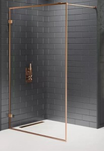 New Trendy Avexa Copper Brushed kabina prysznicowa walk-in 110x200 cm, szkło czyste 6mm, profil miedź (copper brushed), Active Shield, EXK-3800