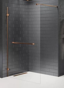 New Trendy Avexa Copper Brushed kabina prysznicowa walk-in 60x200  cm, szkło czyste 6mm, profil miedź (copper brushed), Active Shield, EXK-3773 (EXK-7155)