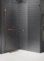 New Trendy Avexa Copper Brushed kabina prysznicowa walk-in z relingiem 140x200  cm, szkło czyste 6mm, profil miedź (copper brushed), Active Shield, EXK-3781
