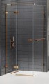 New Trendy Avexa Copper Brushed kabina prysznicowa z relingiem 80x90x200 cm, wersja lewa szkło czyste 6mm, profil miedź (copper brushed), Active Shield, EXK-3607