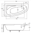 Besco Cornea Comfort wanna asymetryczna 150x100 cm, lewa kolor biały WAC-150- NL