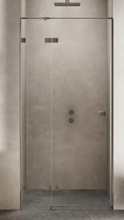 New Trendy Avexa Gunmetal Brushed drzwi wnękowe 120x200 cm wersja prawa,szkło czyste 6mm, profil stal szczotkowana Active Shield, EXK-3253