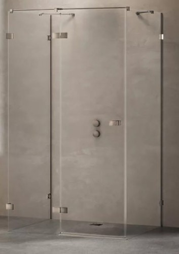 New Trendy Avexa Gunmetal Brushed  kabina prysznicowa przyścienna 100x80x200 cm, szkło czyste 6mm, wersja lewa, profil stal szczotkowana, Active Shield, EXK-3416