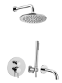 Paffoni Light zestaw natryskowy podtynkowy z wylewką i deszczownica 22,5 cm, kolor chrom, LIG019ZSCWA3A.CR