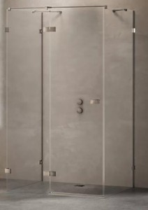 New Trendy Avexa Gunmetal Brushed  kabina prysznicowa przyścienna 120x110x200 cm, szkło czyste 6mm, wersja prawa, profil stal szczotkowana, Active Shield, EXK-3461
