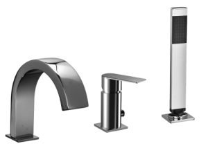 Paffoni Tango bateria wannowa 3-otworowa, stal szczotkowana, TA040ST