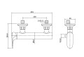 Cersanit Inverto bateria natryskowa ścienna, kolor czarny S951-290 rysunek techniczny