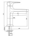 Cersanit Inverto bateria umywalkowa, kolor chrom S951-300 rysunek techniczny