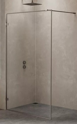 New Trendy Avexa Gunmetal Brushed kabina prysznicowa walk-in 100x200 cm, szkło czyste 6mm, profil stal szczotkowana (gunmetal brushed), Active Shield, EXK-3512