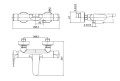 Cersanit Inverto bateria wannowa ścienna, kolor czarny S951-314 rysunek techniczny