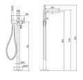 Cersanit Inverto bateria wannowa wolnostojąca, kolor czarny S951-283 rysunek techniczny
