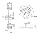 Cersanit Inverto zestaw natryskowy podtynkowy, kolor czarny S952-006 rysunek techniczny