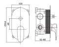 Cersanit Inverto zestaw natryskowy podtynkowy, kolor czarny S952-006 rysunek techniczny