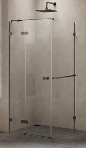 New Trendy Avexa Gunmetal Brushed kabina prysznicowa z relingiem 80x100x200 cm, wersja lewa, szkło czyste 6mm, profil stal szczotkowana (gunmetal brushed), Active Shield, EXK-3261