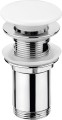 Biały korek klik-klak Deante do umywalki/bidetu uniwersalny, kolor biały/chrom NHC_C10U