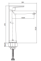 Cersanit Moduo bateria umywalkowa wysoka, kolor chrom, S951-363 - rysunek techniczny
