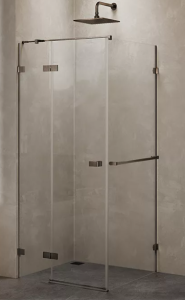 New Trendy Avexa Gunmetal Brushed kabina prysznicowa z relingiem, 90x80x200 cm, wersja prawa, szkło czyste 6mm, profil stal szczotkowana (gunmetal brushed), Active Shield, EXK-3295
