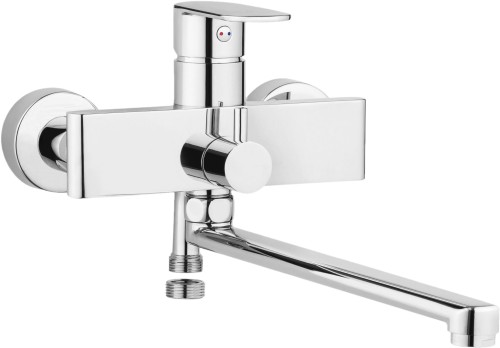 Deante Alpinia Bateria umywalkowa ścienna z wydłużoną wylewką, chrom, BGA_056M