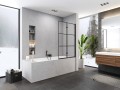 New Trendy Superia Black parawan nawannowy 100x150cm, kratka, czarny prawy P-0055 - aranżacja