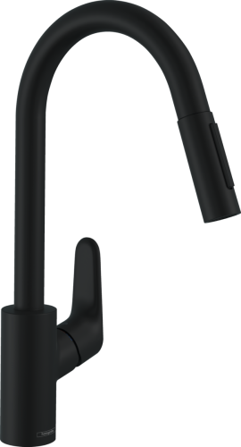 Hansgrohe Focus M41 bateria kuchenna 240, wyciągana wylewka, czarny mat, 31815670
