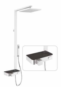 Novellini Flow panel prysznicowy z półką, termostatem i deszczownicą chrom/czarny FLOWT-H