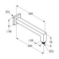 KLUDI A-QA Ramię natrysku DN 15, 150 mm-kwadrat, chrom 6654305-00
