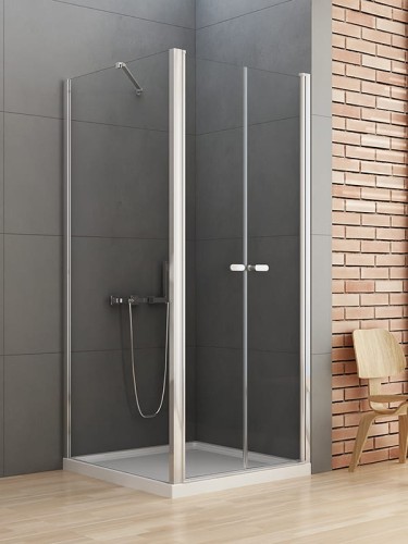 Kabina prysznicowa prostokątna New Trendy NEW SOLEO drzwi podwójne uchylne uniwersalne wspornik skośny 90x70x195cm D-0145A/D-0090B

