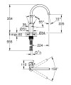 Bateria kuchenna Grohe Eurosmart Cosmopolitan 32843002 jednouchwytowa bateria do zlewozmywaka, chrom - rysunek techniczny