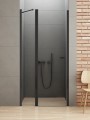 New Trendy NEW SOLEO BLACK Drzwi wnękowe pojedyncze uchylne, szkło 6 mm Active Shield, pole stałe, wspornik skośny, czarne profile, 100x195cm D-0242A