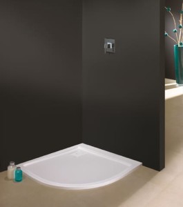 Sanplast SPACE LINE Brodzik półokrągły asymetryczny 80 x 90 x 3 cm kolor biały  wersja prawa  Pro Safe System 615-110-0430-01-002