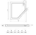 Brodzik pięciokątny Besco BERGO Slimline 90x90x3 cm, BSCBRBERGOSL5K9090


