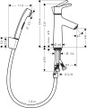 Hansgrohe Talis S Jednouchwytowa bateria umywalkowa z główką bidette i wężem 160 cm chrom 72290000