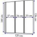 Parawan nawannowy Rea AGAT-3 120x140 cm, REA-W0301 - rysunek techniczny