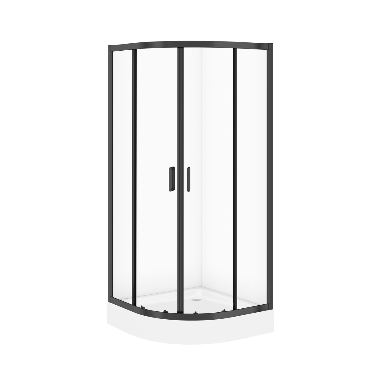 Cersanit Arteco kabina półokrągła 90x90x190 czarna szkło transparentne + brodzik Tako biały 16 cm S913-026