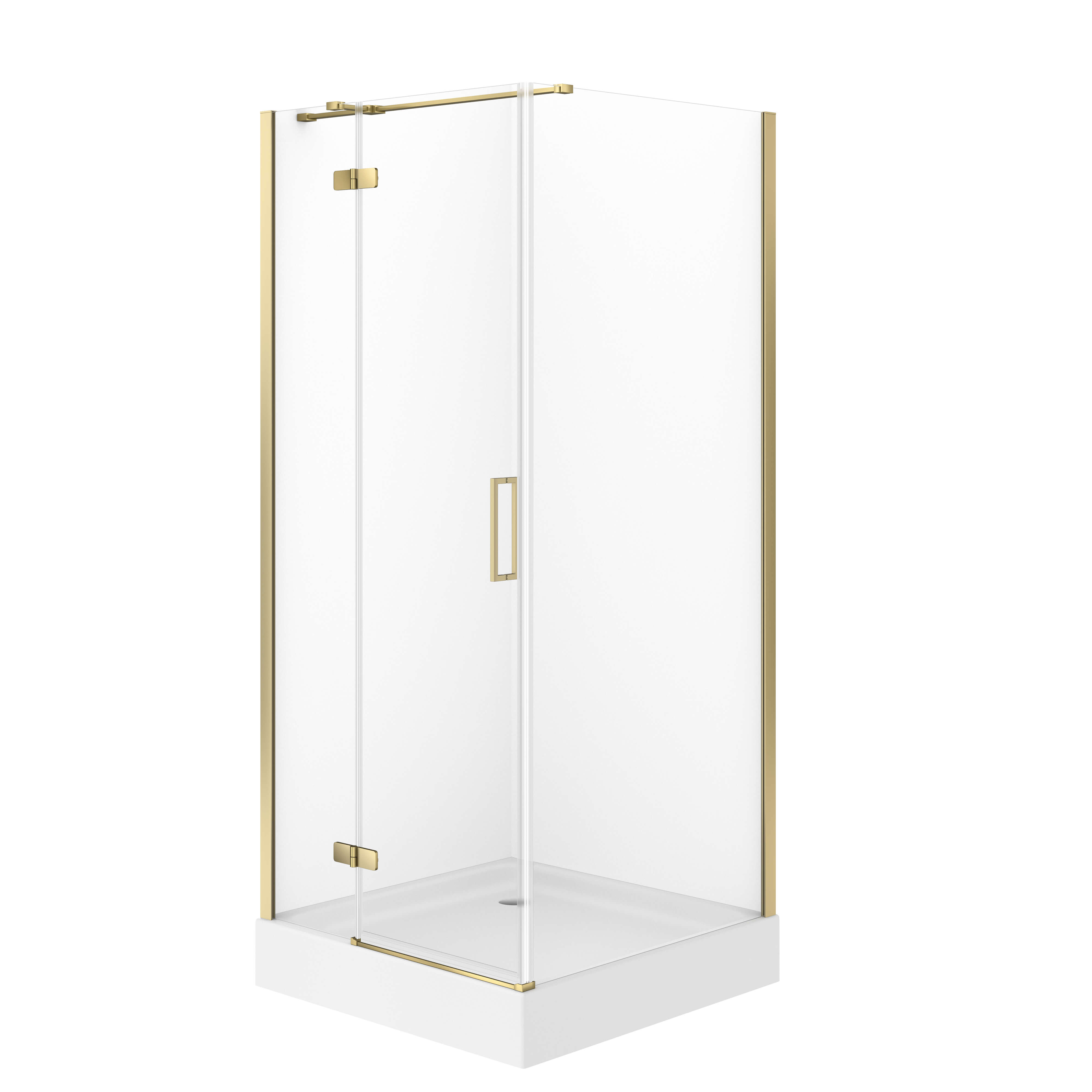 Cersanit City kabina kwadratowa 80x80x195 lewa złota szkło transparentne + brodzik Tako biały 16 cm S4004-155