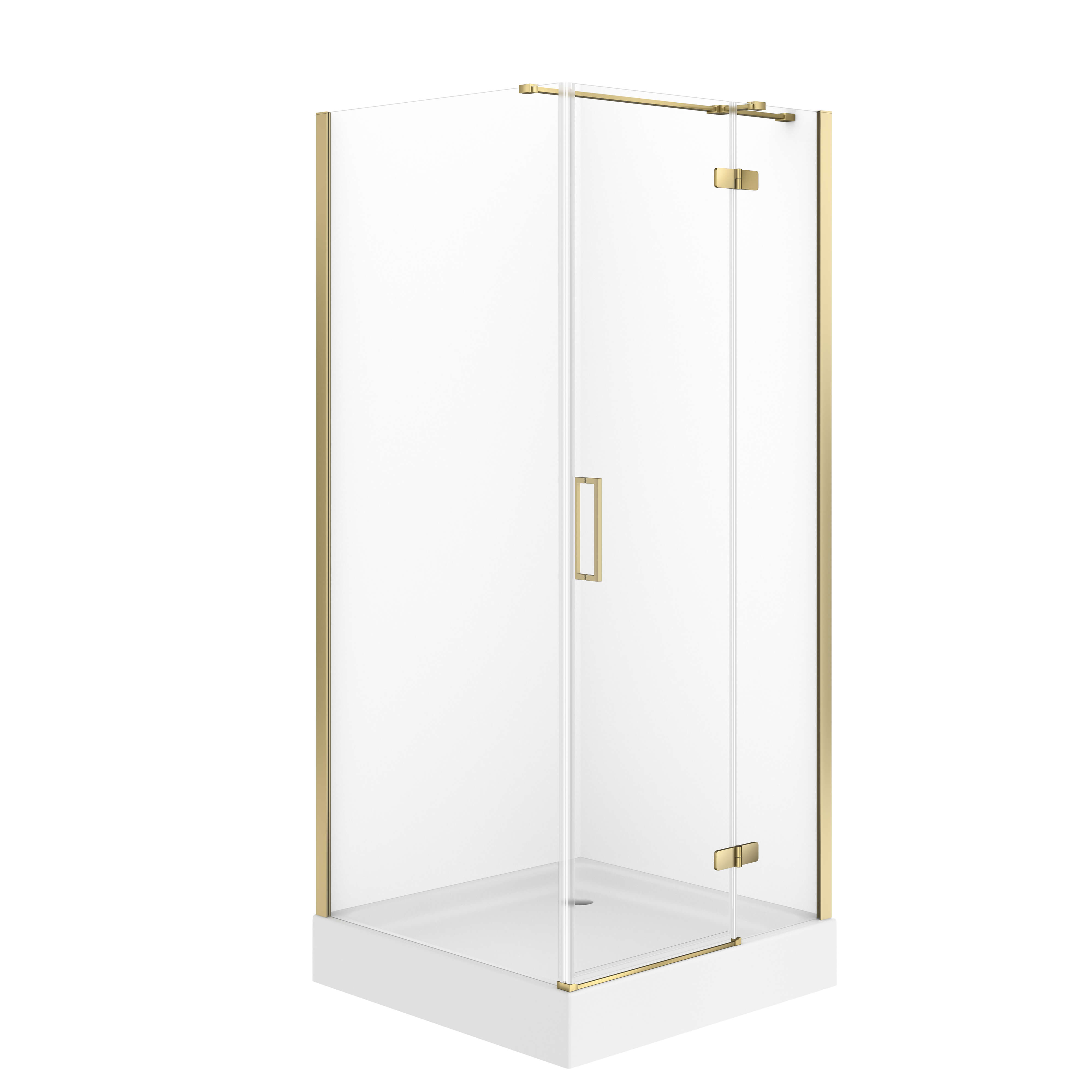 Cersanit City kabina kwadratowa 80x80x195 prawa złota szkło transparentne + brodzik Tako biały 16 cm S4004-154