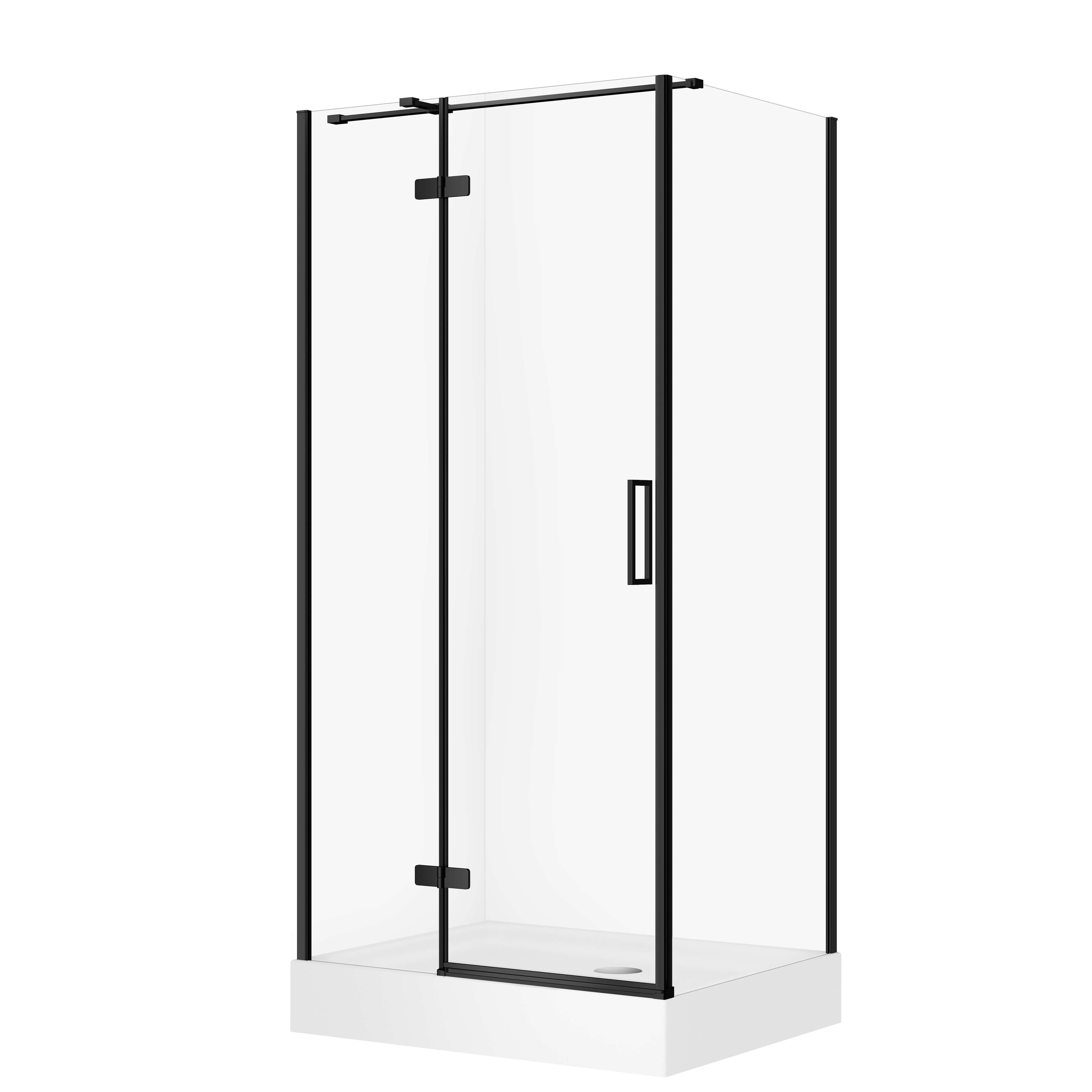 Cersanit City kabina prostokątna 100x80x195 lewa czarna szkło transparentne + brodzik Tako biały 16 cm S4004-165