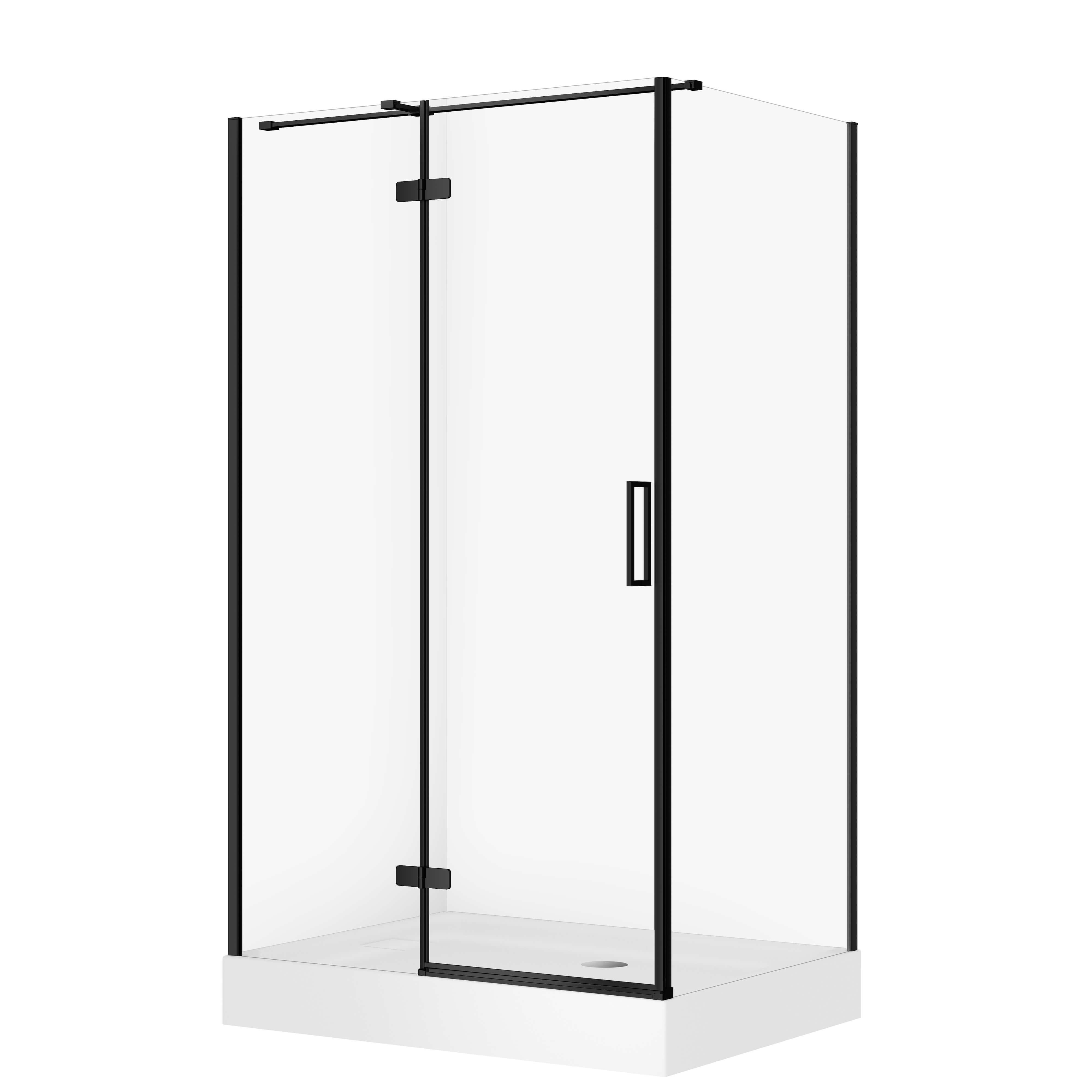 Cersanit City kabina prostokątna 120x90x195 lewa czarna szkło transparentne + brodzik Tako biały 16 cm S4004-171