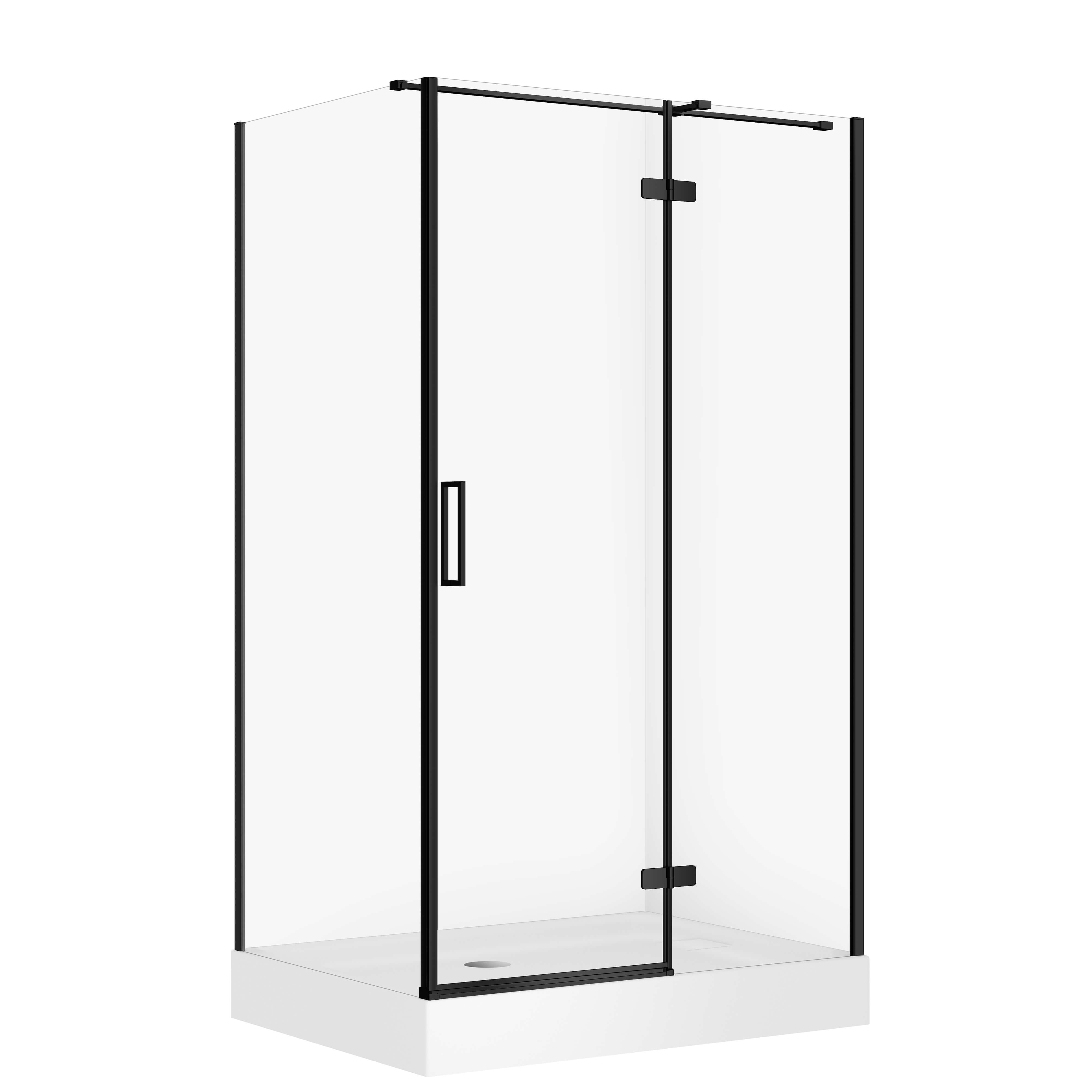 Cersanit City kabina prostokątna 120x90x195 prawa czarna szkło transparentne + brodzik Tako biały 16 cm S4004-170