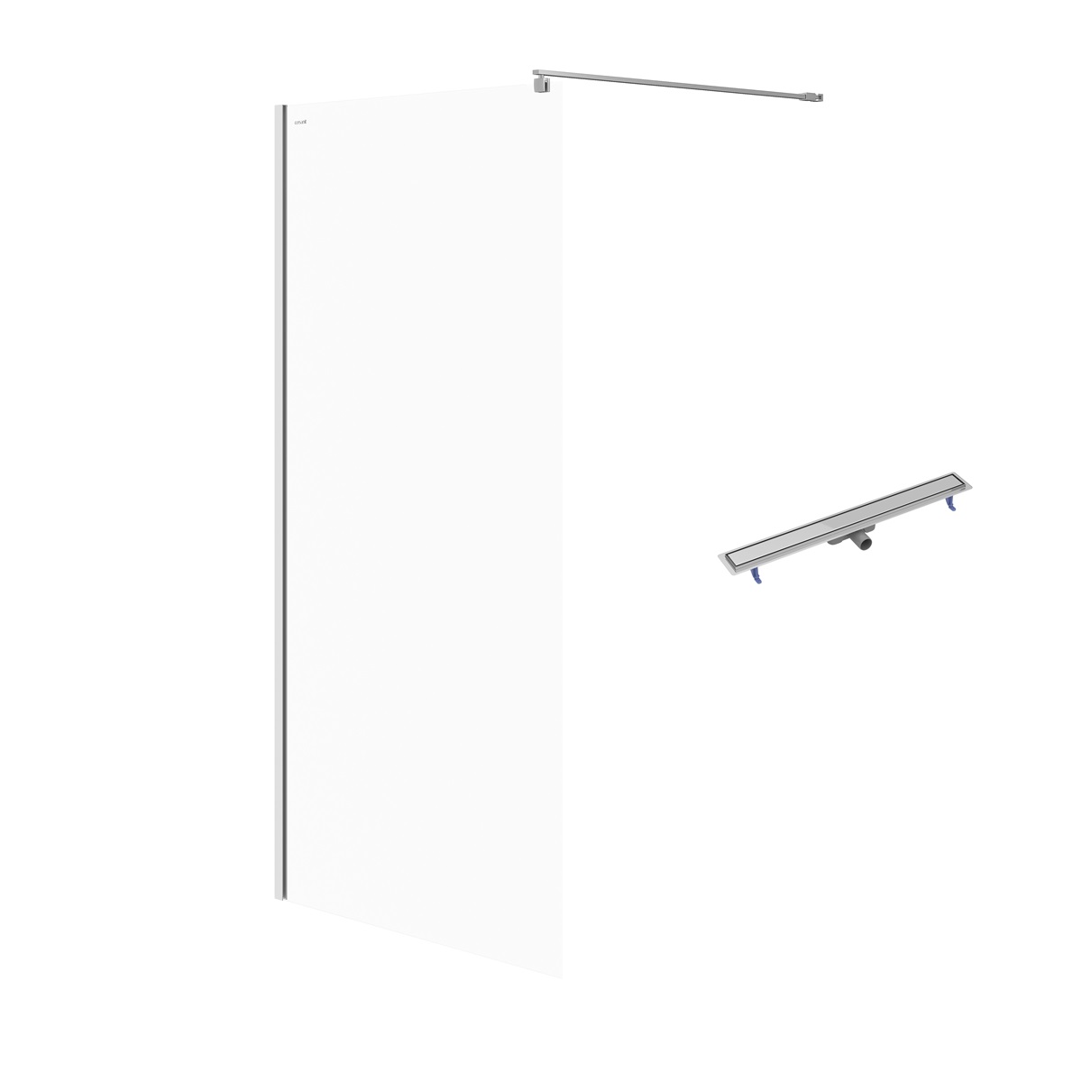 Cersanit Mille kabina walk-in 100x200 chrom szkło transp + odpływ liniowy Tako 90 stal S601-247